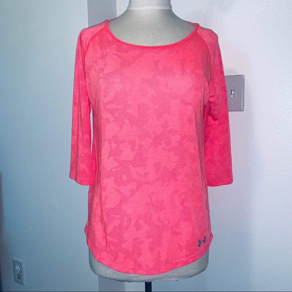 Under Armour Neon Pink 3/4 Sleeve Top